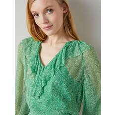 S Blouses LK Bennett Womens Mul-green Annie Frill-trim Graphic-print Woven Blouse