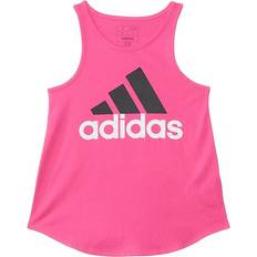 Adidas Girls Tank Tops Children's Clothing Adidas Big Girls Sleeveless Curved-Hem Cotton Logo Tank Top Pulse Magenta M 10/12