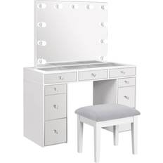 Coaster Regina Makeup Vanity Table with Lighting White Dressing Table 18x37" 2pcs