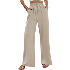 Shein LUNE Drawstring Waist Slant Pocket Wide Leg Pants