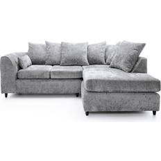 3 Seater - Corner Sofas Abakus Direct Harriet Crushed Chenille Light Grey Sofa 212cm 3 Seater