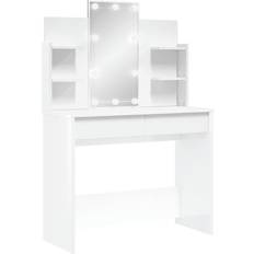 Rechteckige Schminktische vidaXL Makeup Vanity Desk with LED Lights High Gloss White Schminktisch 40x96cm