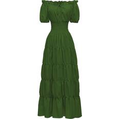 Dinamr Green, XS Women Medieval Long Dress Halloween Party Irish Retro Cosplay Clothing Role Play