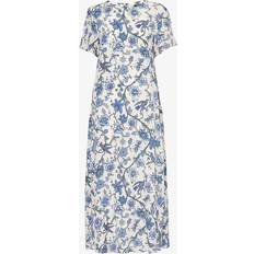 Max Mara Weekend Weekend Max Mara Womens Light Blue Floral-print Relaxed-fit Silk-crepe Midi Dress