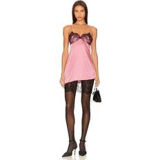 Nylon Vestidos Fleur Du Mal Silk & Lace Mini Slip - Pink