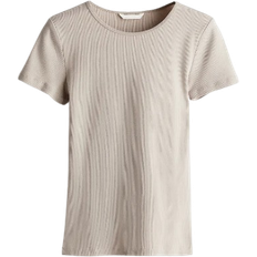 H&M Mujer Camisetas H&M Ribbed T-shirt - Light Beige