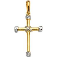 Gold Plated - Unisex Charms & Pendants Precious Stars 14k two-tone gold cross pendant