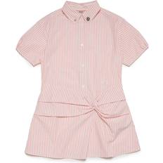 N°21 Kid's Striped Poplin Shirt Dress - Orange