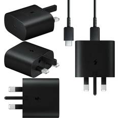Samsung Official UK 3 Pin 2 Amp 25W Fast Mains Charger USB-C Data Cable In Black