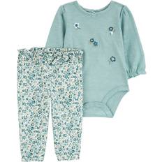 9-12M Other Sets Carter's Baby Girls 2-Piece Floral Bodysuit Pant Set 9M Teal