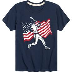 T-shirts Instant Message Baseball Player American Flag Toddler & Youth Short Sleeve T-Shirt