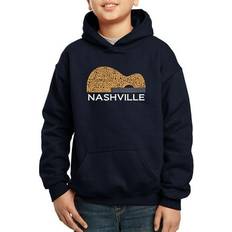 Hoodies LA Pop Art Nashville Guitar Child Boy's Word Hooded Sweatshirt Navy Medium