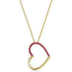 Genevive Heart Pendant Necklace - Gold/Red