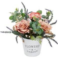 H&O Direct Orange Rose Bouquet Tabletop Artificial Plant