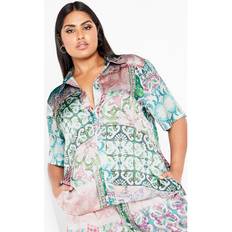 Paisley Shirts City Chic Paisley Satin Button-up Shirt