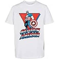 Marvel T-shirts Mister Tee barn-t-shirt, Marvel Captain America barn-t-shirt, t-shirt med fronttryck för barn, normal passform, storlekar 110/116, Vit