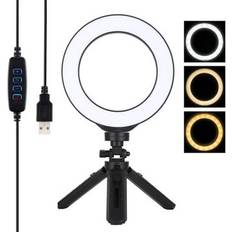 MTP Products PULUZ PKT3059B 6.2 16cm USB 3 lägen dimbar Vlogging fotografering video LED ringljus stativmonteringssats