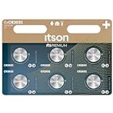 Itson CR2032 litiumknappbatterier, 3V, 6-pack, rekommenderas för bilnyckel