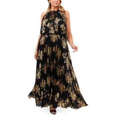 Clothing MSK Plus Floral-Print Dress Black Gold 16W