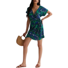 Women - XS Dresses New Look Short Sleeve Mini Wrap Dress - Green Paisley