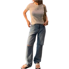 Viscose T-shirts Shein DAZY Solid Round Neck Tee
