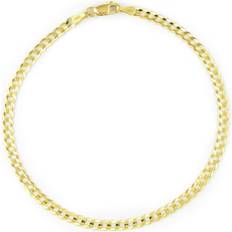 10k yellow gold solid 2.5mm curb cuban link chain bracelet or anklet 7" 8" 9"
