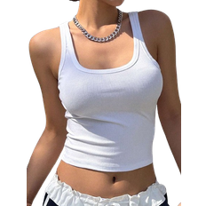 Shein Överdelar Shein DAZY Solid Rib-knit Crop Tank Top