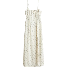 Herre - Hvite Kjoler H&M Midi Dress With Laces - Natural White/Floral