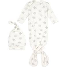 Aden + Anais snuggle knit newborn gown hat set star