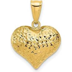 Gold Charms & Pendants G&W 14k polished and textured 3-d heart pendant k5833 Gold 0.89