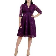 Long Dresses - Purple Kiyonna Missy Lace Elbow Sleeve Dress