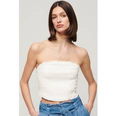 Superdry Damen Blusen Superdry Damen Gesmoktes Bandeau-Oberteil Weiß Größe: