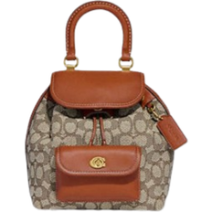 Coach Textile Backpacks Coach Riya Backpack 21 - Signature Jacquard/Brass/Cocoa Burnished Amb