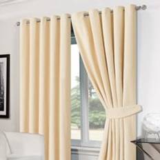 Dreamscene White Curtains Dreamscene Ring Top Eyelet Chenille Lined