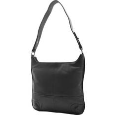 A1 Fashion Goods Genuine Black Leather Shoulder Hobo Bag For Women Slim Zip Top Ava