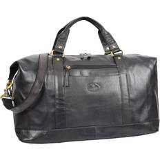 A1 Fashion Goods Real Leather Holdall Sports Weekend Cabin Size Travel Duffle Bag Atlanta Black