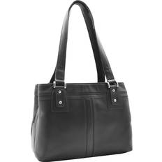A1 Fashion Goods Womens Leather Shoulder Bag Multi Zip Pockets Handbag Polly Black Multicoloured