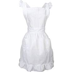 Women Aprons LilMents Retro Adjustable Ruffle Plus Apron White