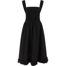 Robes on sale Ganni Black Cotton Poplin Midi Strap Smock Dress