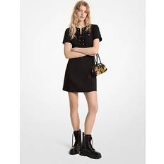 Crepe Lace-Up Dress - Black