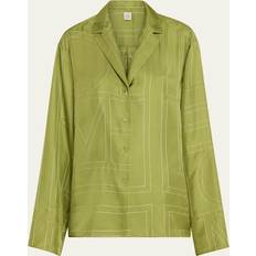 Grün Schlafanzüge Toteme Womens Laurel Monogram Oversized Silk-twill Shirt