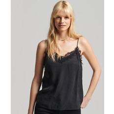 Nero Bluse Superdry Canottiera da donna in pizzo - Noir