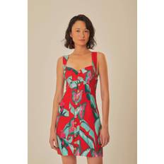 Red Dresses Farm Rio Summer Foliage Linen Minidress