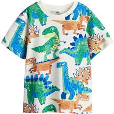 T-shirts H&M Kid's Printed T-shirt - White/Dinosaurs (1216652044)