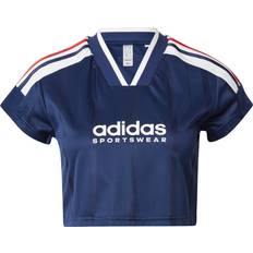 Rosso Canottiere Adidas Maglia Tiro Cut 3-Stripes Crop - Team Navy Blue/White/Better Scarlet