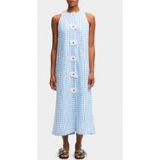 Sleeper The Bloom Flower Linen-Blend Vest Dress Blue