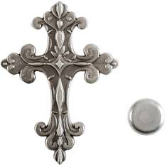 Silver Brooches Dicksons Ornate silvertone cross alloy magnetic lapel brooch pin