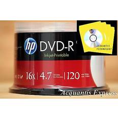 Optical Storage HP 50 16x dvd-r white inkjet printable dvd cb 100 yellow cd/dvd paper sleeve 5GB