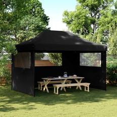 Beige Paviljonger vidaXL Pop-Up Hopfällbart Partytält Med 3 Sidoväggar Svart