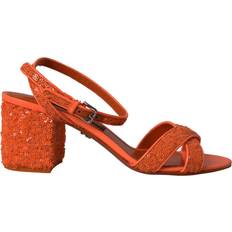 Mujer - Naranja Sandalias de tacón Dolce & Gabbana Orange Sequin Ankle Strap Sandals Shoes Orange